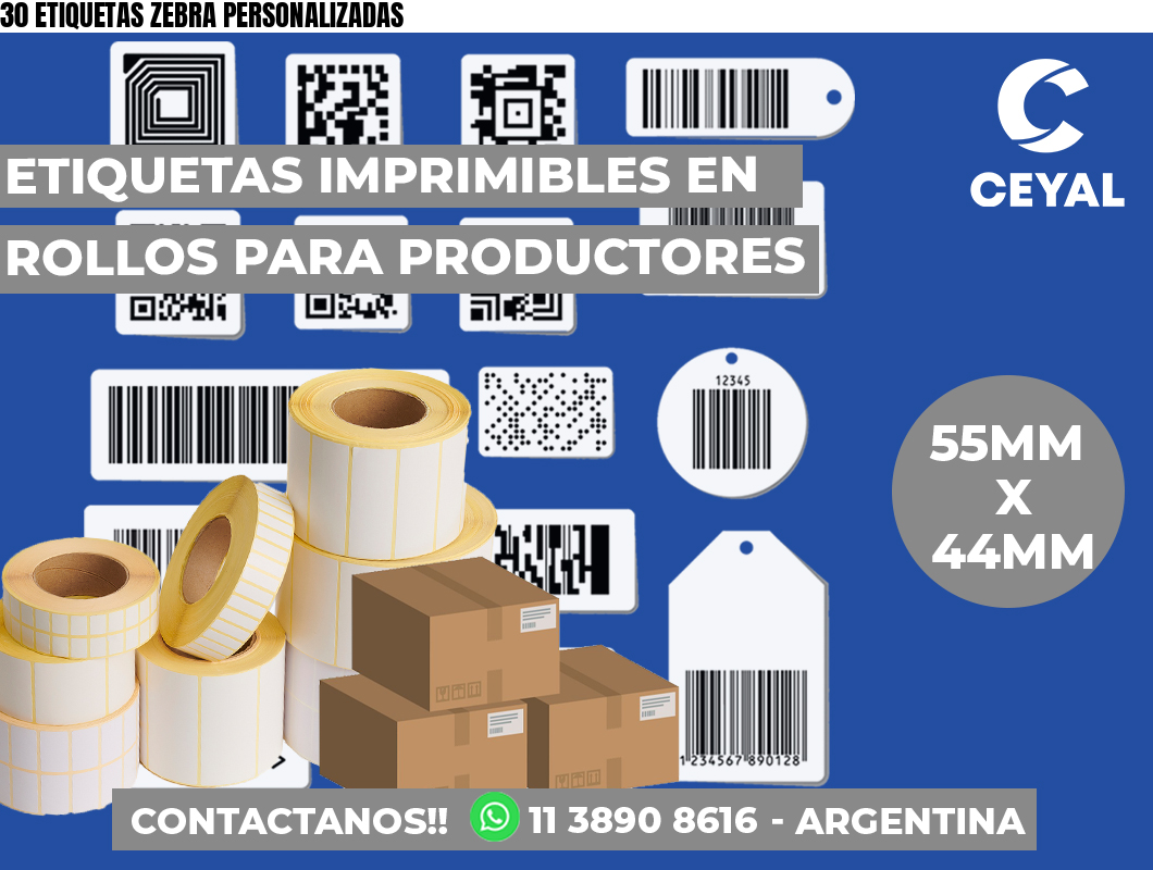 30 ETIQUETAS ZEBRA PERSONALIZADAS