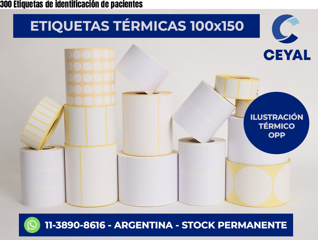 300 Etiquetas de identificación de pacientes