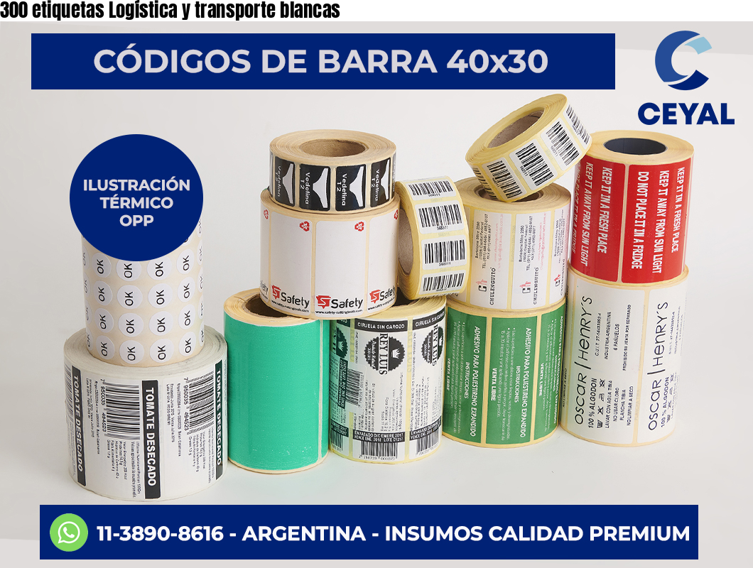 300 etiquetas Logística y transporte blancas