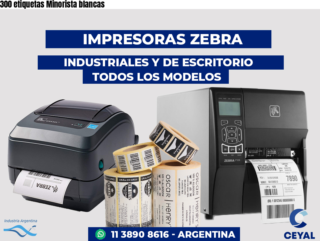300 etiquetas Minorista blancas