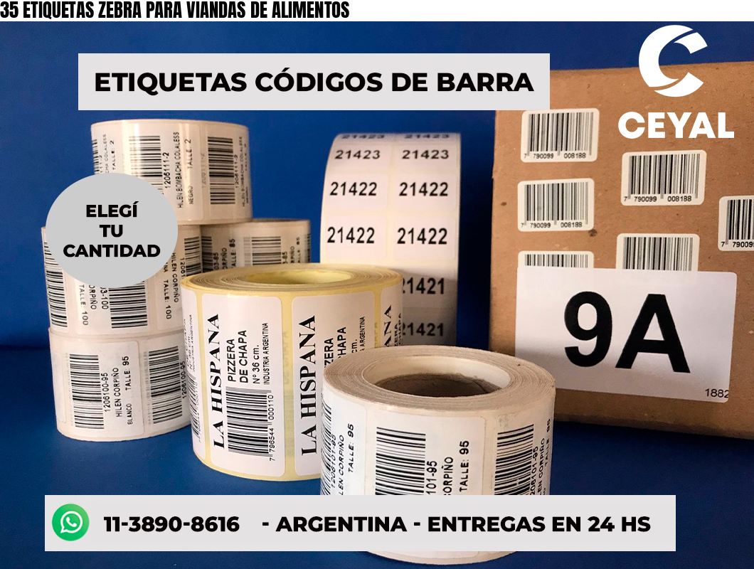 35 ETIQUETAS ZEBRA PARA VIANDAS DE ALIMENTOS