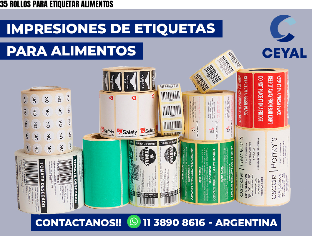 35 ROLLOS PARA ETIQUETAR ALIMENTOS