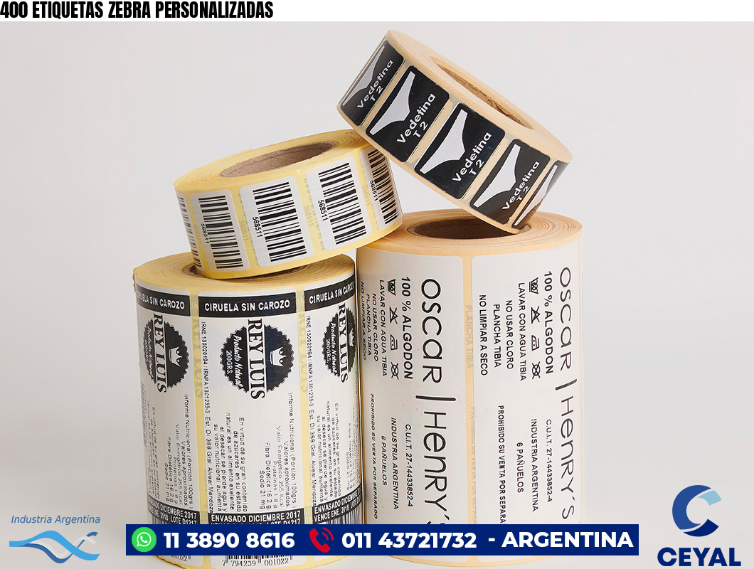 400 ETIQUETAS ZEBRA PERSONALIZADAS