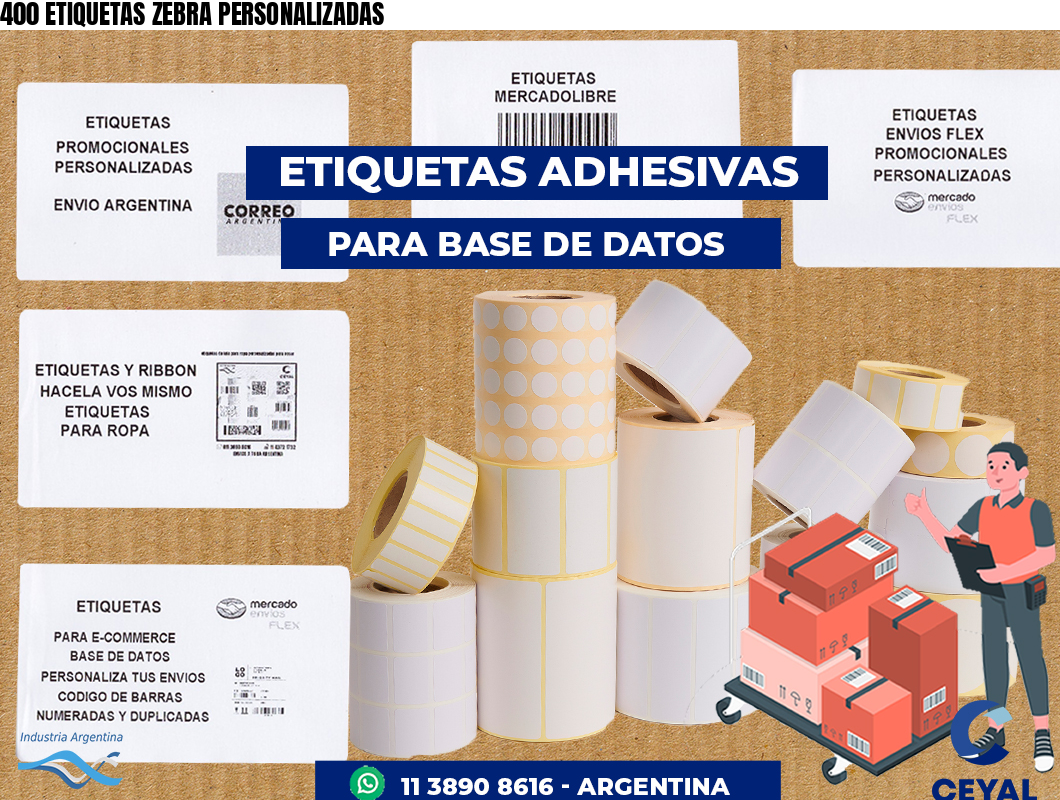400 ETIQUETAS ZEBRA PERSONALIZADAS