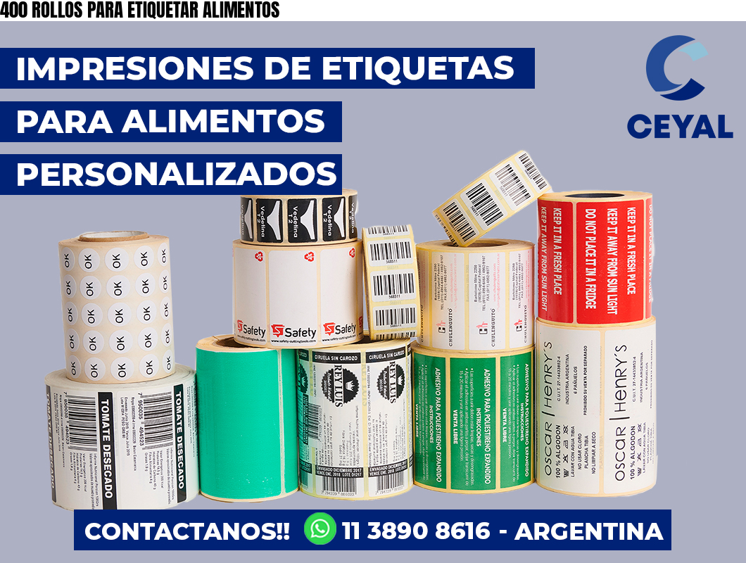 400 ROLLOS PARA ETIQUETAR ALIMENTOS