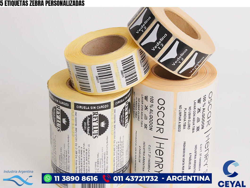 5 ETIQUETAS ZEBRA PERSONALIZADAS