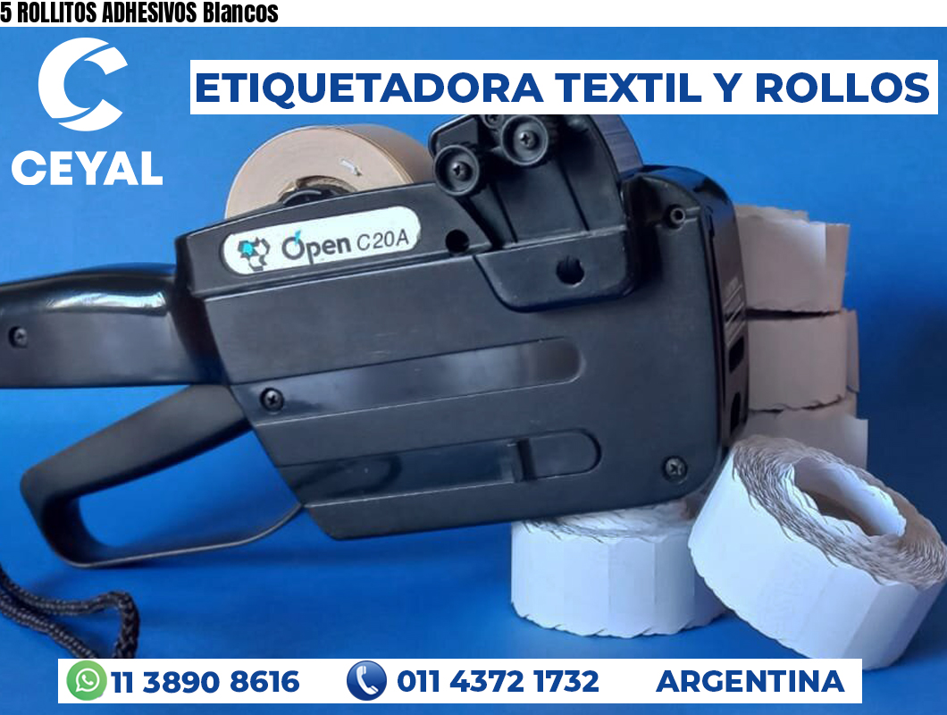 5 ROLLITOS ADHESIVOS Blancos
