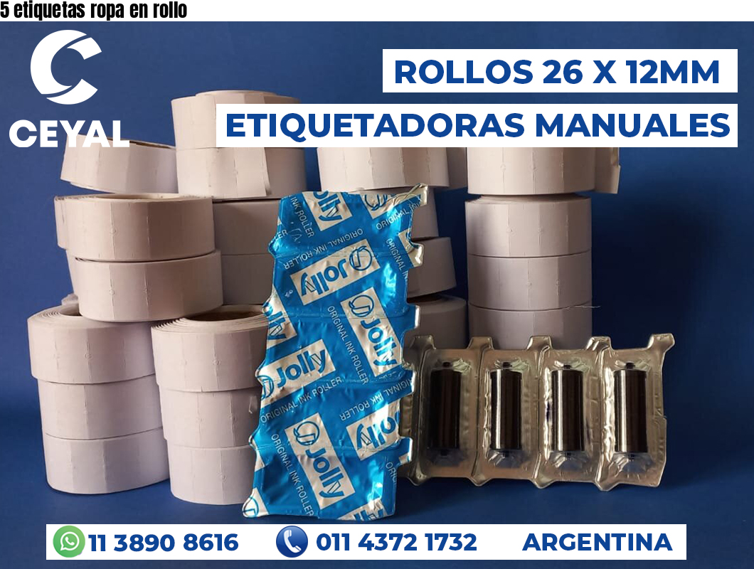 5 etiquetas ropa en rollo