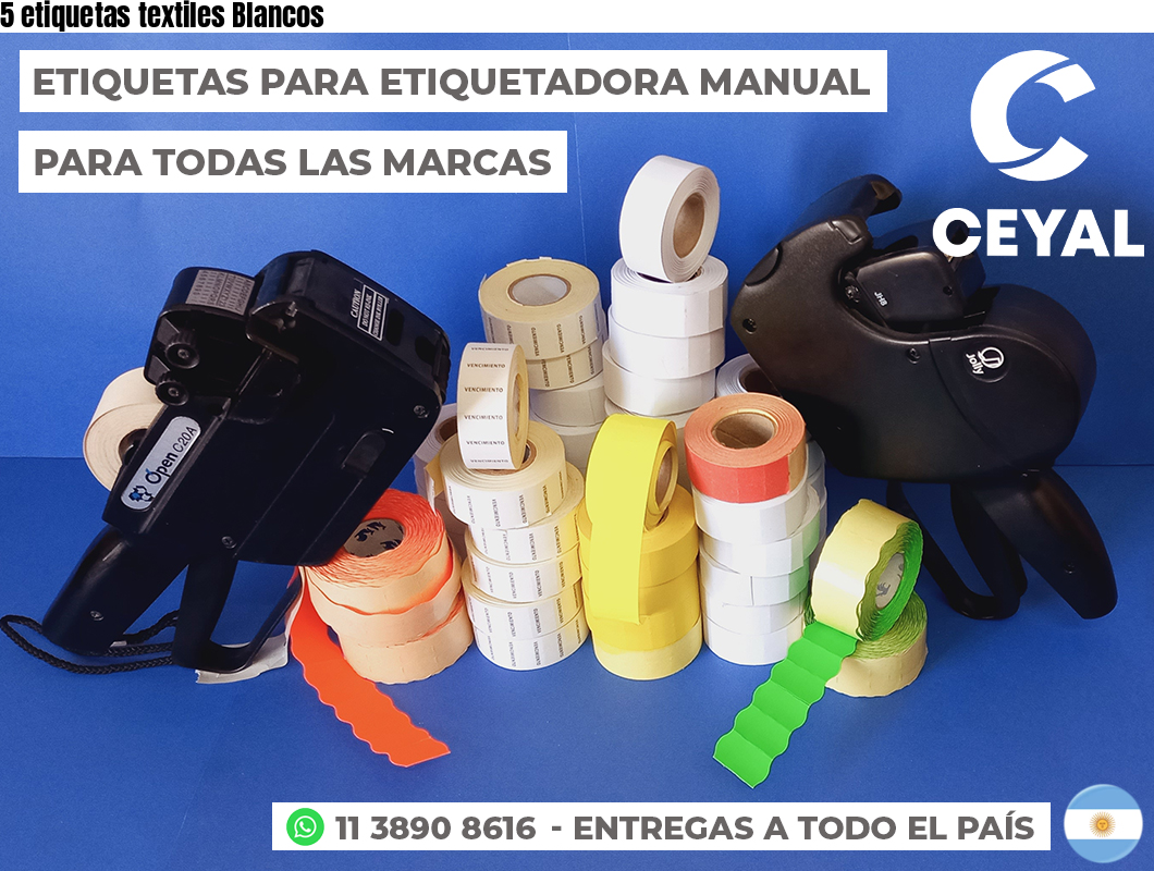 5 etiquetas textiles Blancos
