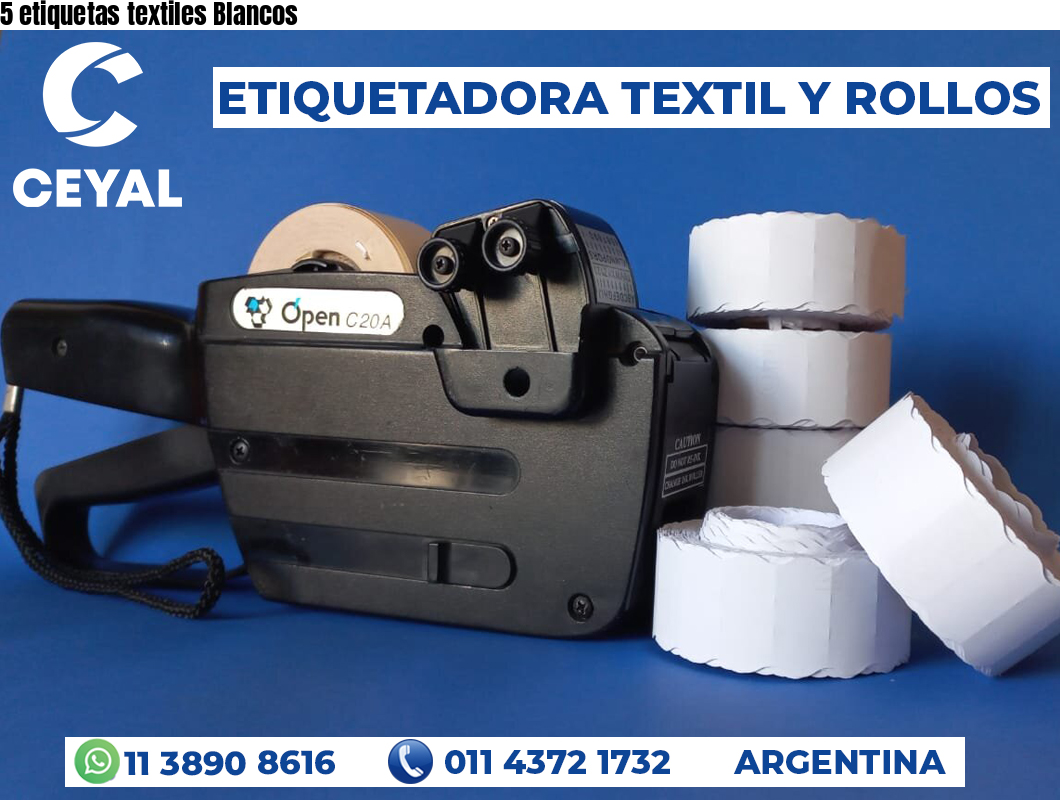 5 etiquetas textiles Blancos