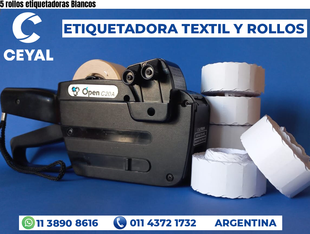 5 rollos etiquetadoras Blancos
