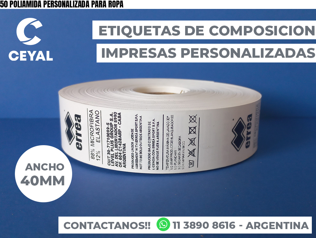 50 POLIAMIDA PERSONALIZADA PARA ROPA