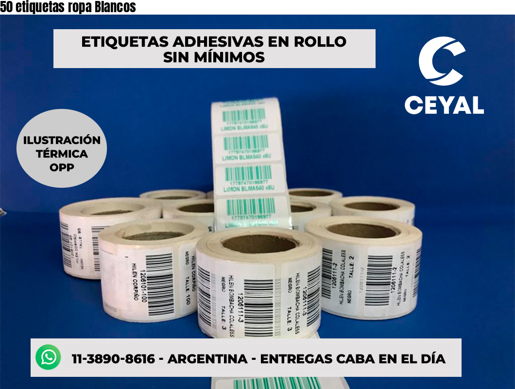 50 etiquetas ropa Blancos