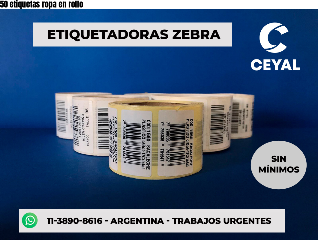 50 etiquetas ropa en rollo