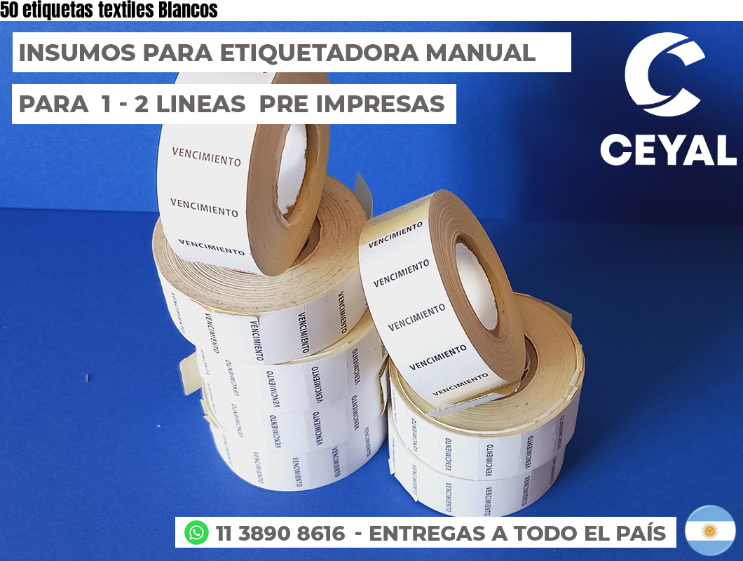 50 etiquetas textiles Blancos