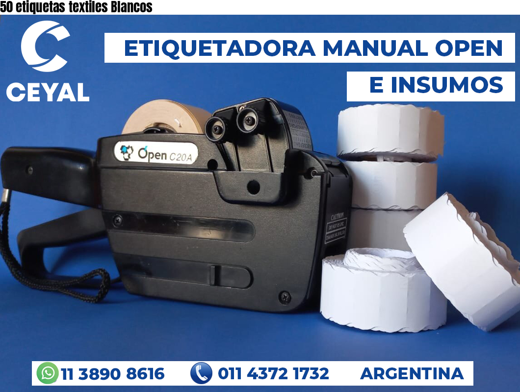50 etiquetas textiles Blancos