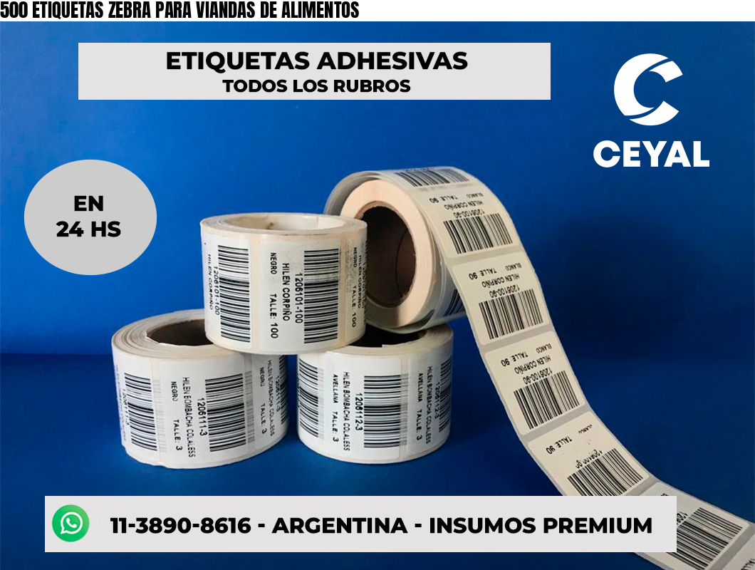 500 ETIQUETAS ZEBRA PARA VIANDAS DE ALIMENTOS
