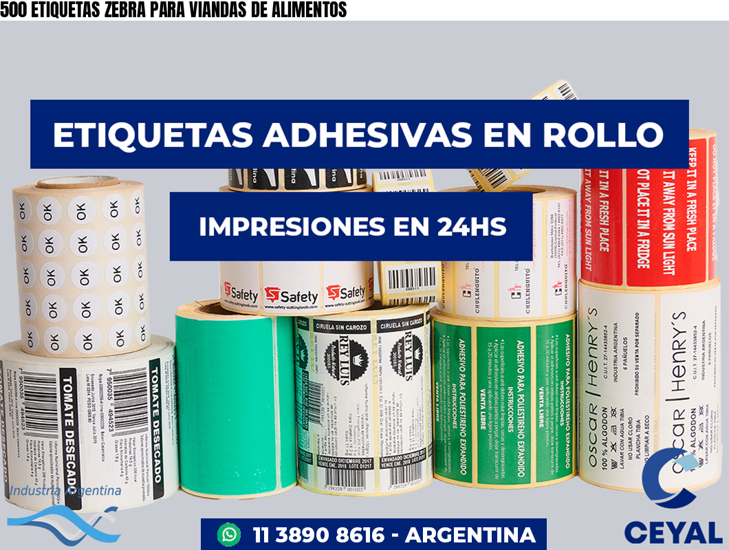 500 ETIQUETAS ZEBRA PARA VIANDAS DE ALIMENTOS