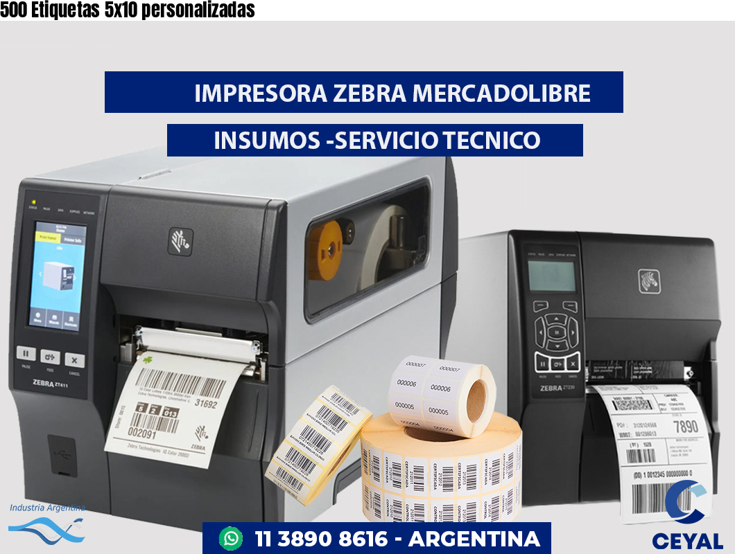 500 Etiquetas 5x10 personalizadas