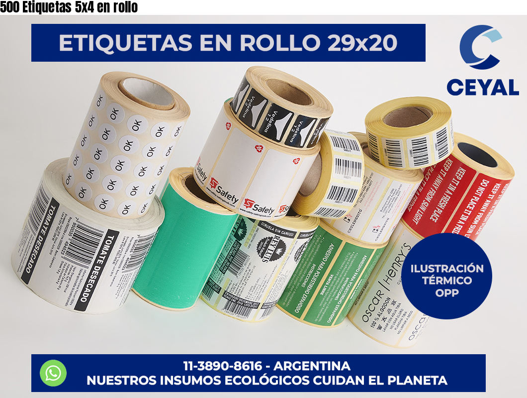 500 Etiquetas 5×4 en rollo