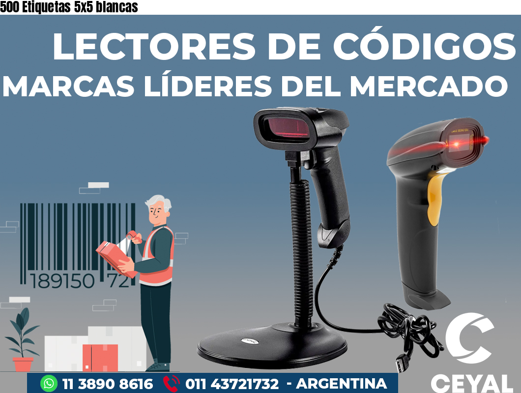 500 Etiquetas 5x5 blancas