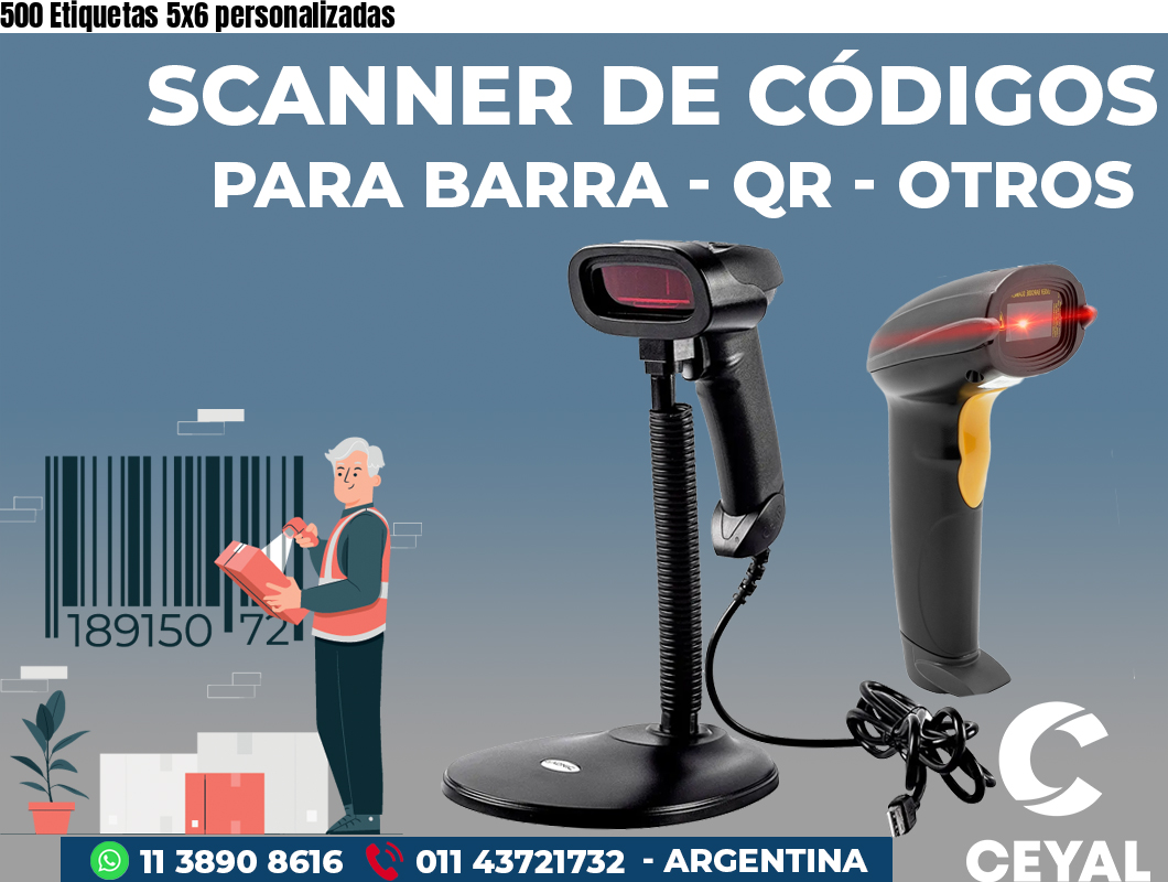 500 Etiquetas 5x6 personalizadas