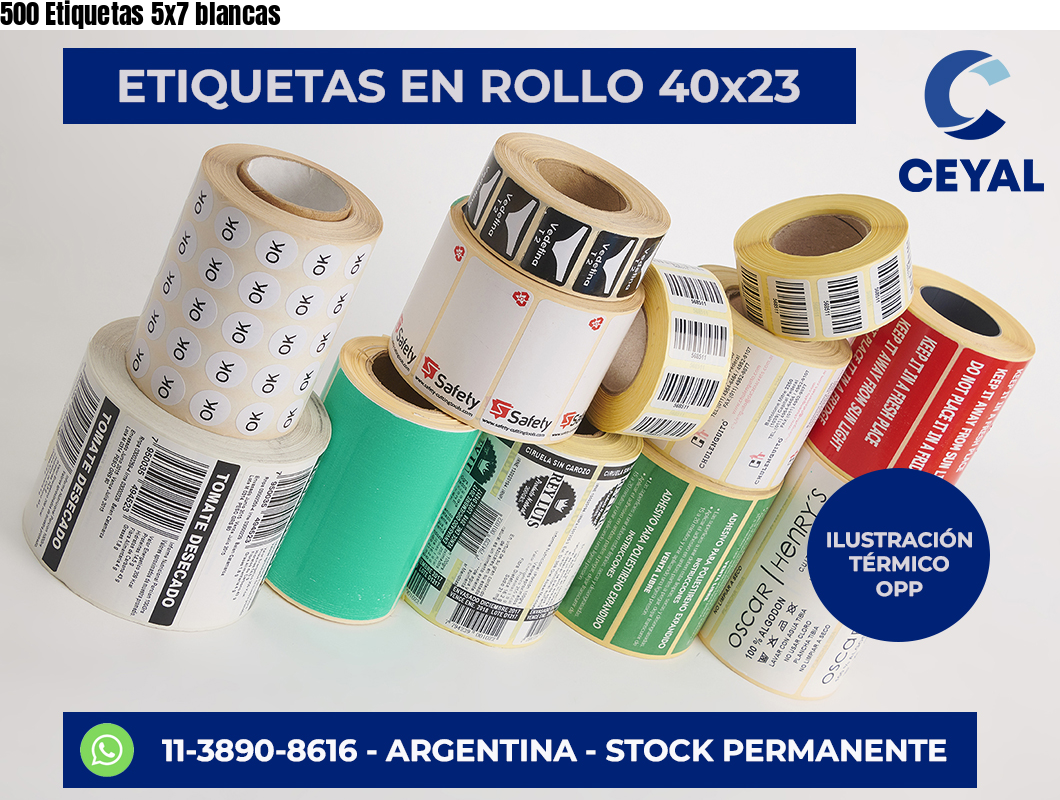 500 Etiquetas 5×7 blancas