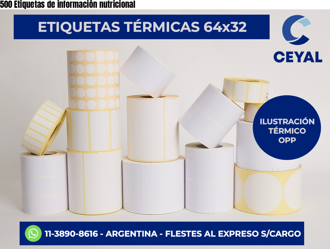 500 Etiquetas de información nutricional