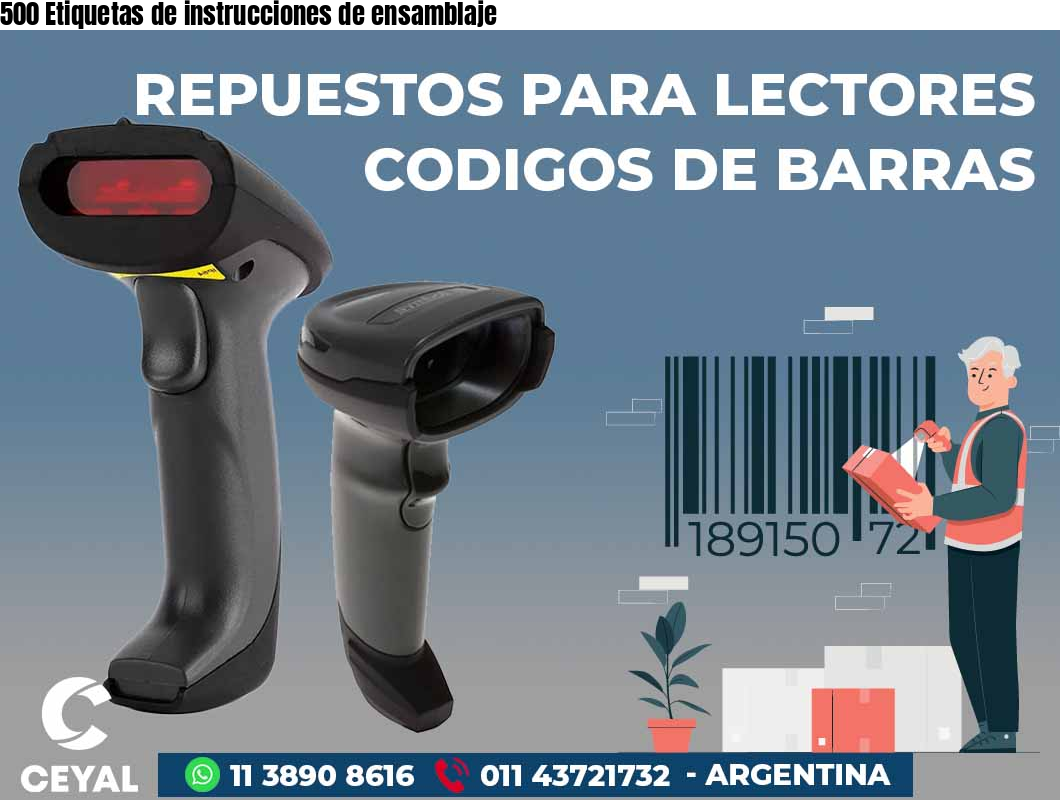 500 Etiquetas de instrucciones de ensamblaje