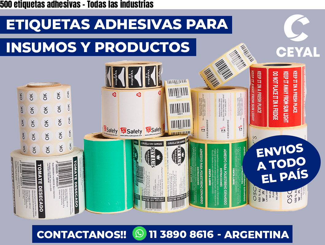 500 etiquetas adhesivas - Todas las industrias