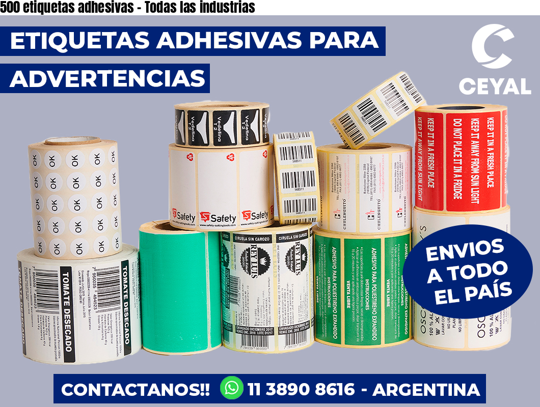 500 etiquetas adhesivas – Todas las industrias