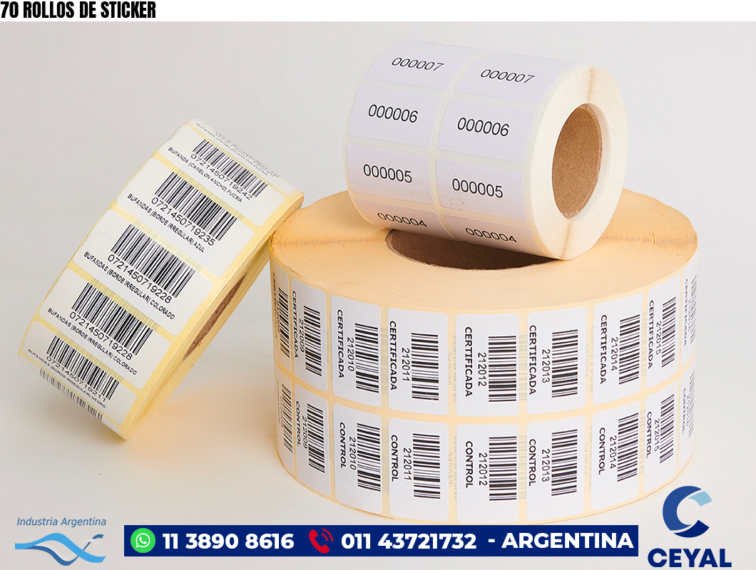 70 ROLLOS DE STICKER