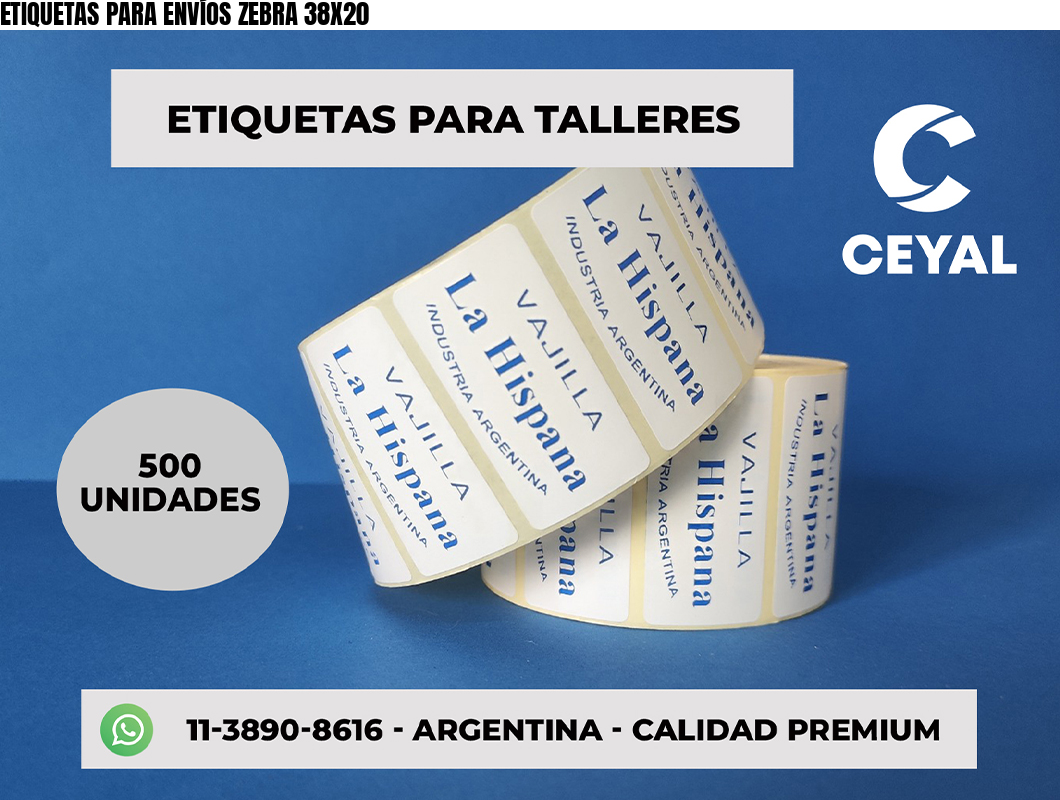 ETIQUETAS PARA ENVÍOS ZEBRA 38X20