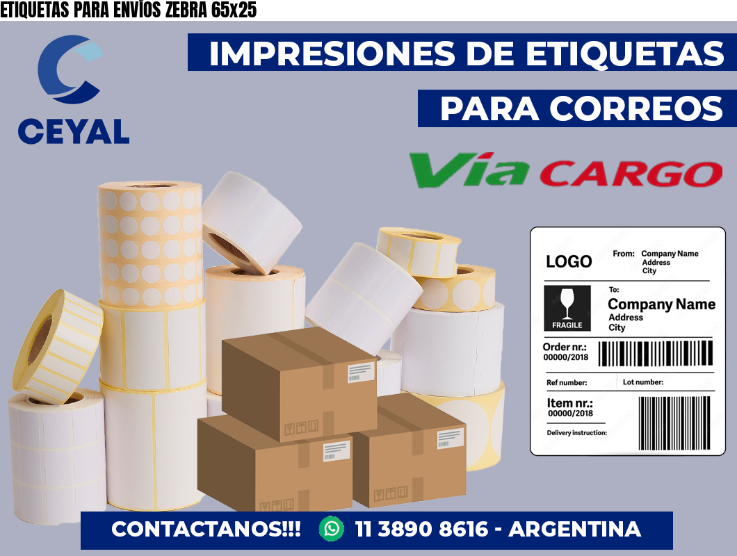 ETIQUETAS PARA ENVÍOS ZEBRA 65×25