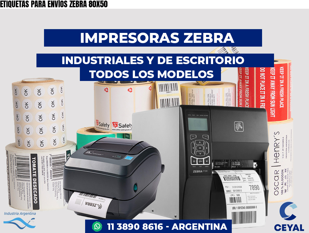 ETIQUETAS PARA ENVÍOS ZEBRA 80X50