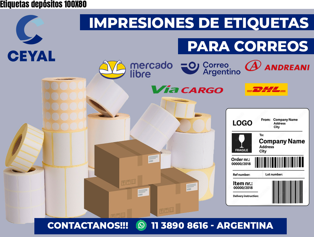 Etiquetas depósitos 100X80