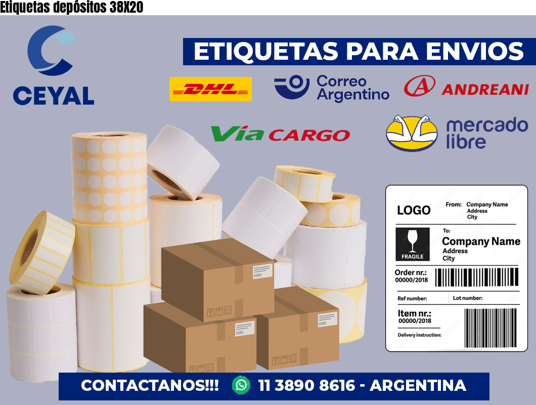Etiquetas depósitos 38X20
