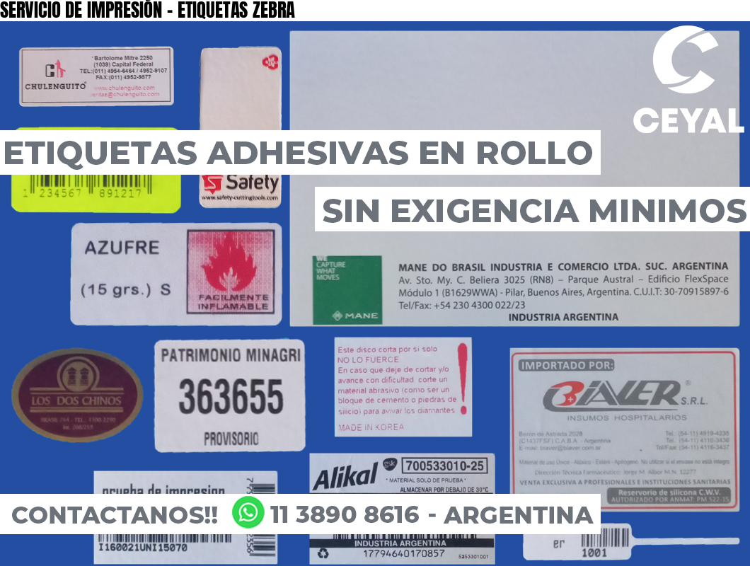 SERVICIO DE IMPRESIÓN – ETIQUETAS ZEBRA