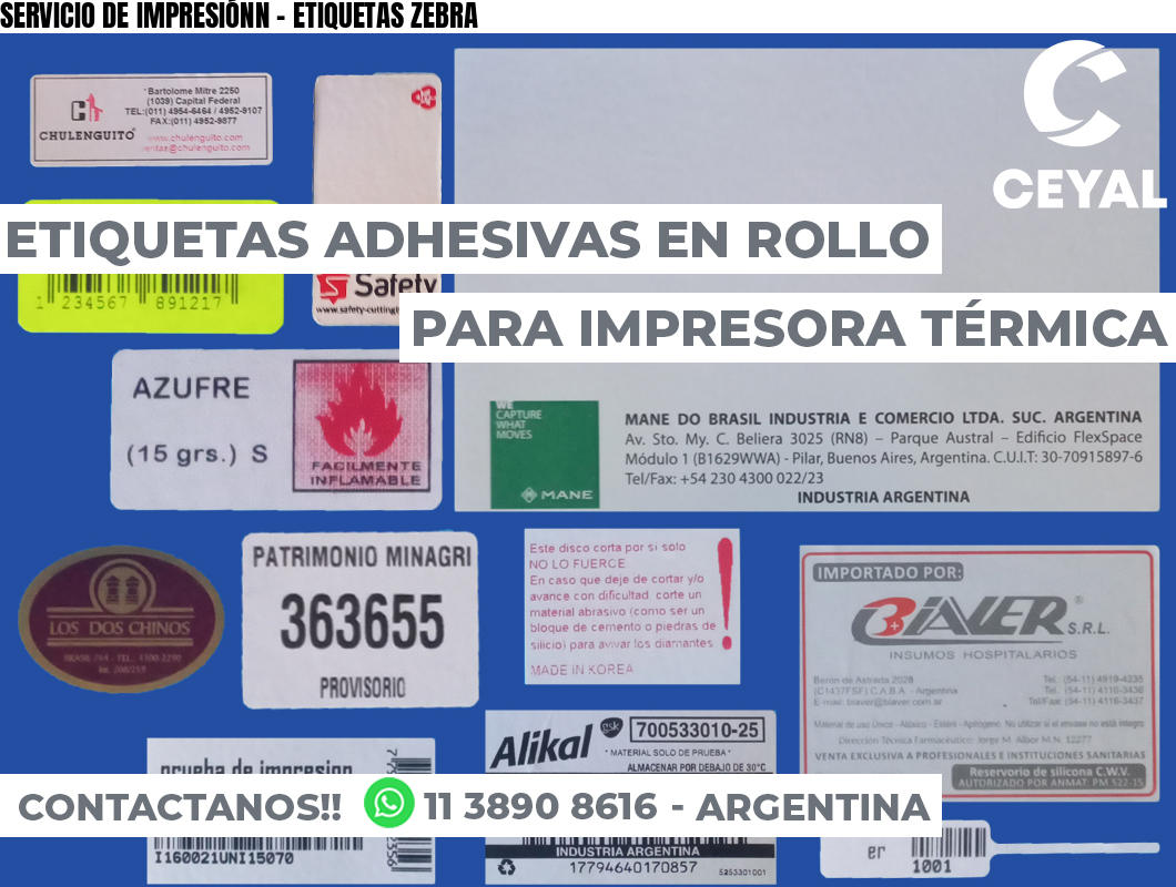 SERVICIO DE IMPRESIÓNN – ETIQUETAS ZEBRA