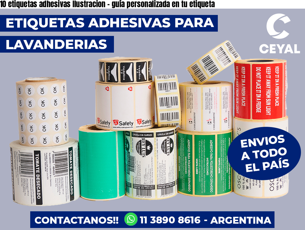 10 etiquetas adhesivas Ilustracion - guía personalizada en tu etiqueta