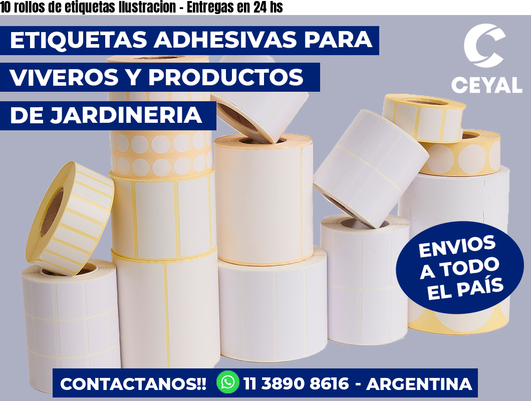 10 rollos de etiquetas Ilustracion - Entregas en 24 hs