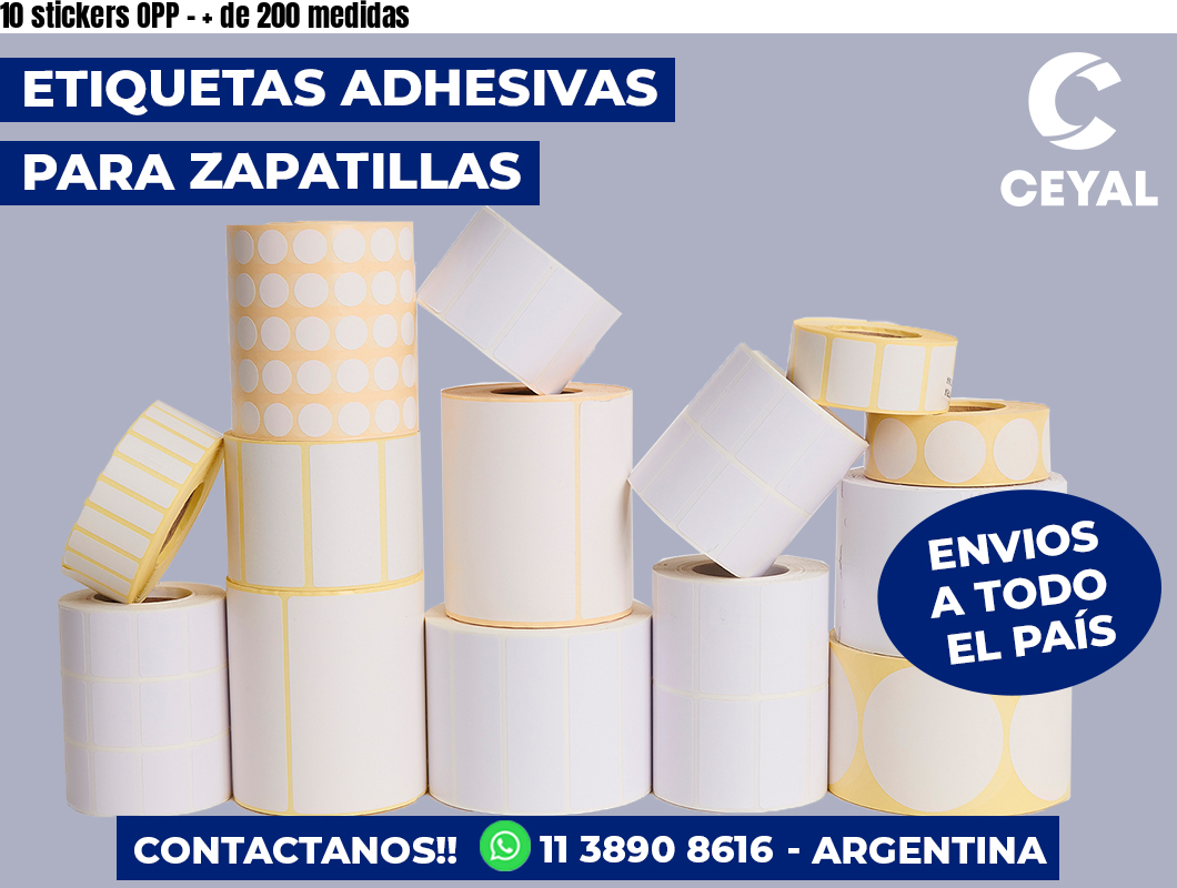 10 stickers OPP - + de 200 medidas