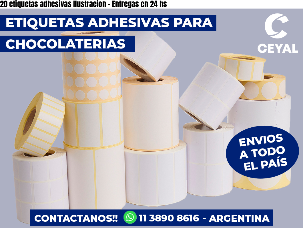 20 etiquetas adhesivas Ilustracion - Entregas en 24 hs