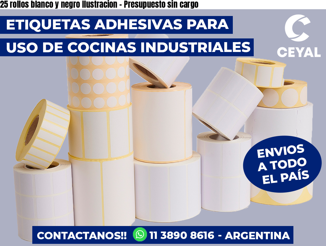 25 rollos blanco y negro Ilustracion – Presupuesto sin cargo