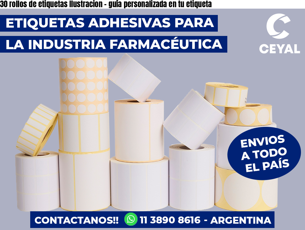 30 rollos de etiquetas Ilustracion - guía personalizada en tu etiqueta