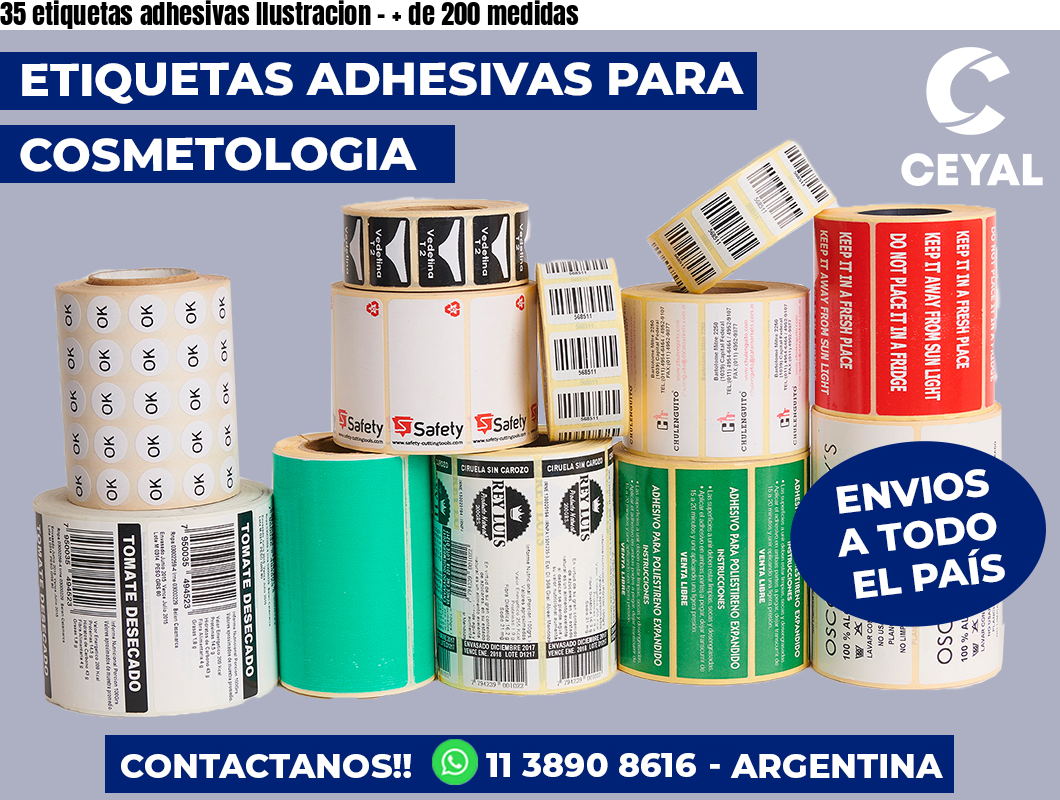35 etiquetas adhesivas Ilustracion – + de 200 medidas