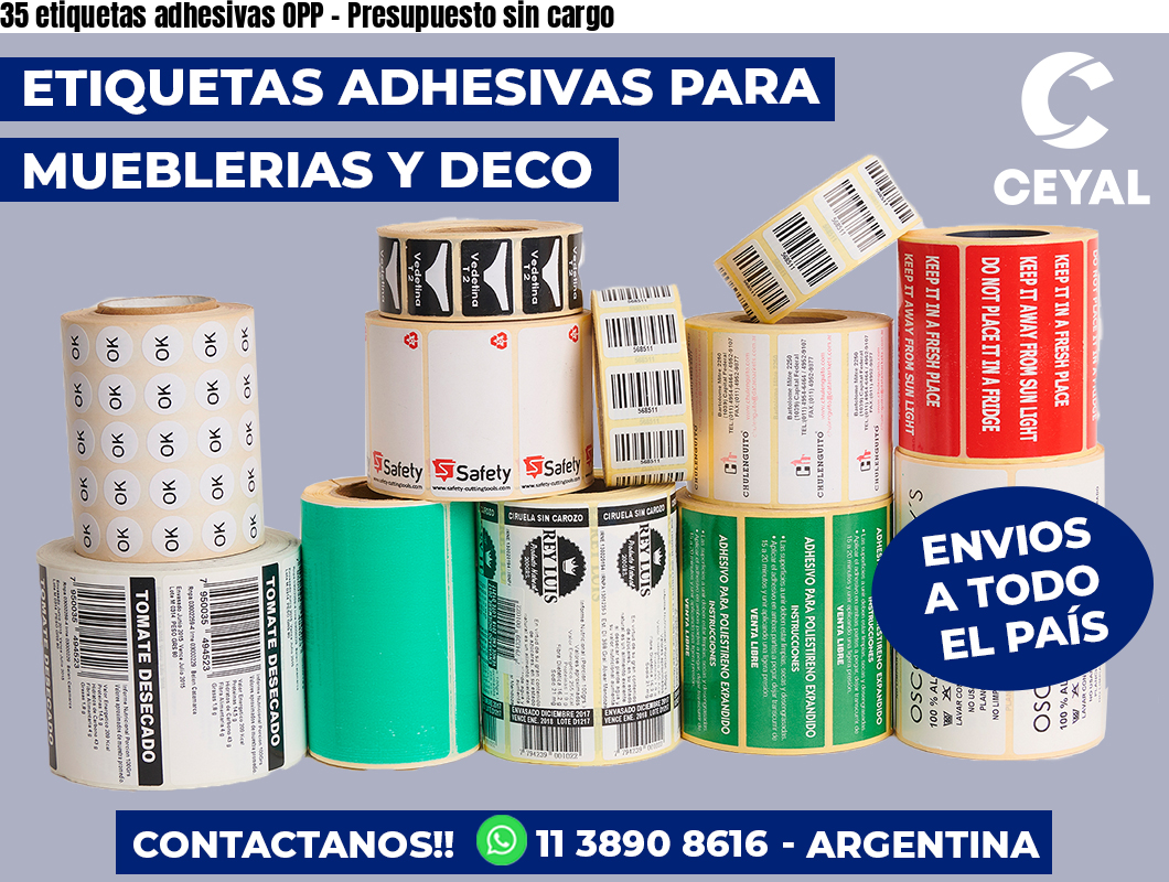 35 etiquetas adhesivas OPP – Presupuesto sin cargo