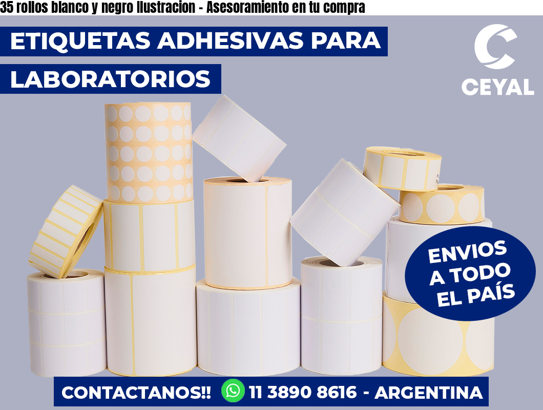 35 rollos blanco y negro Ilustracion - Asesoramiento en tu compra