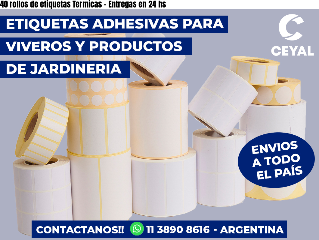 40 rollos de etiquetas Termicas - Entregas en 24 hs