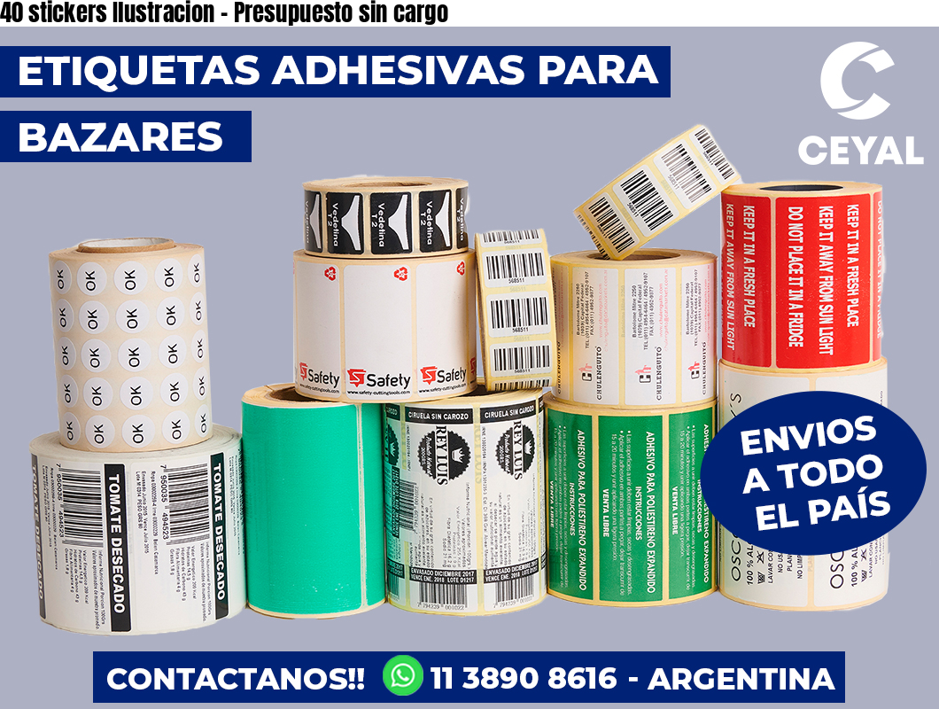 40 stickers Ilustracion - Presupuesto sin cargo
